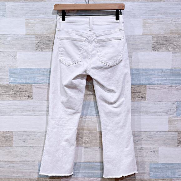 J CREW 9" Mid Rise Demi Boot Crop Jeans White Stretch Womens 25P 25 Petite - Picture 4 of 9